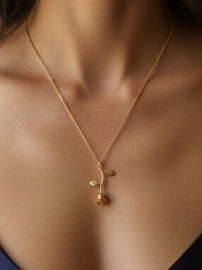 “Beauty & the Beast" Rose Dainty Elegant Necklace